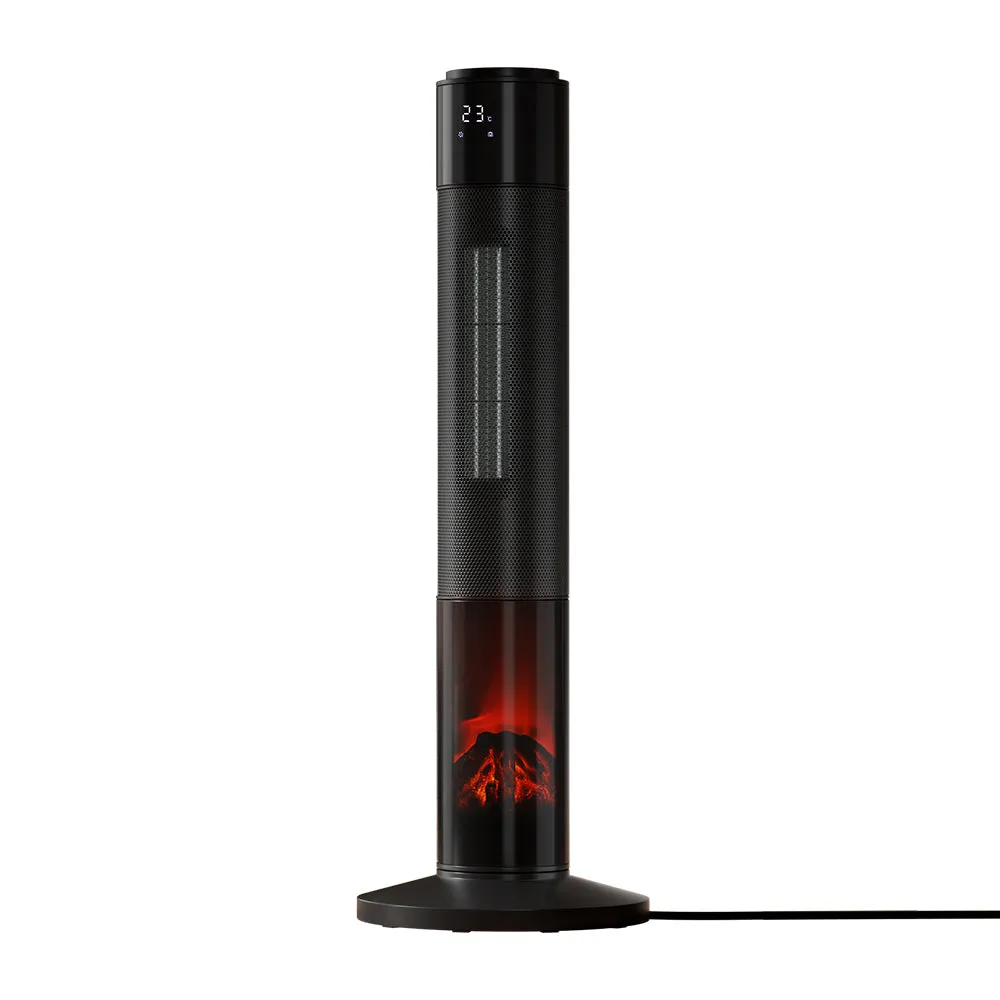 Rapid Heat Ceramic Tower Heater 2000W 3D Flame - Devanti