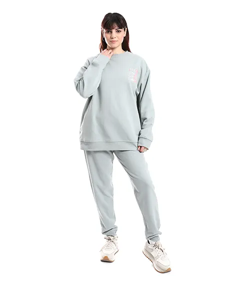 Red Cotton Women's Winter Pajama Set - Mint Green