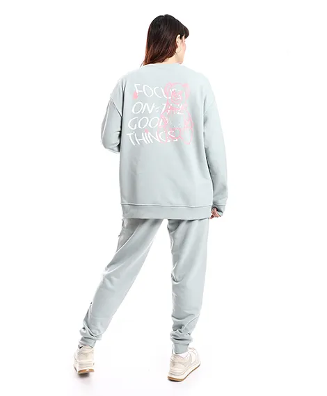 Red Cotton Women's Winter Pajama Set - Mint Green