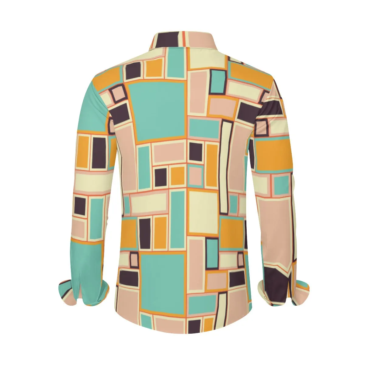 Retro Shirt Men, Retro Top Men, 60s inspired Shirt, Geometric Shirt, Opt Art Shirt, Pink Turquoise Shirt, 60s style shirt, Dress Shirt Men