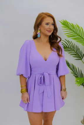 Roxa Belted Romper- Lavender