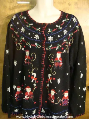 Santas and Festive Decorations Ugly Christmas Sweater