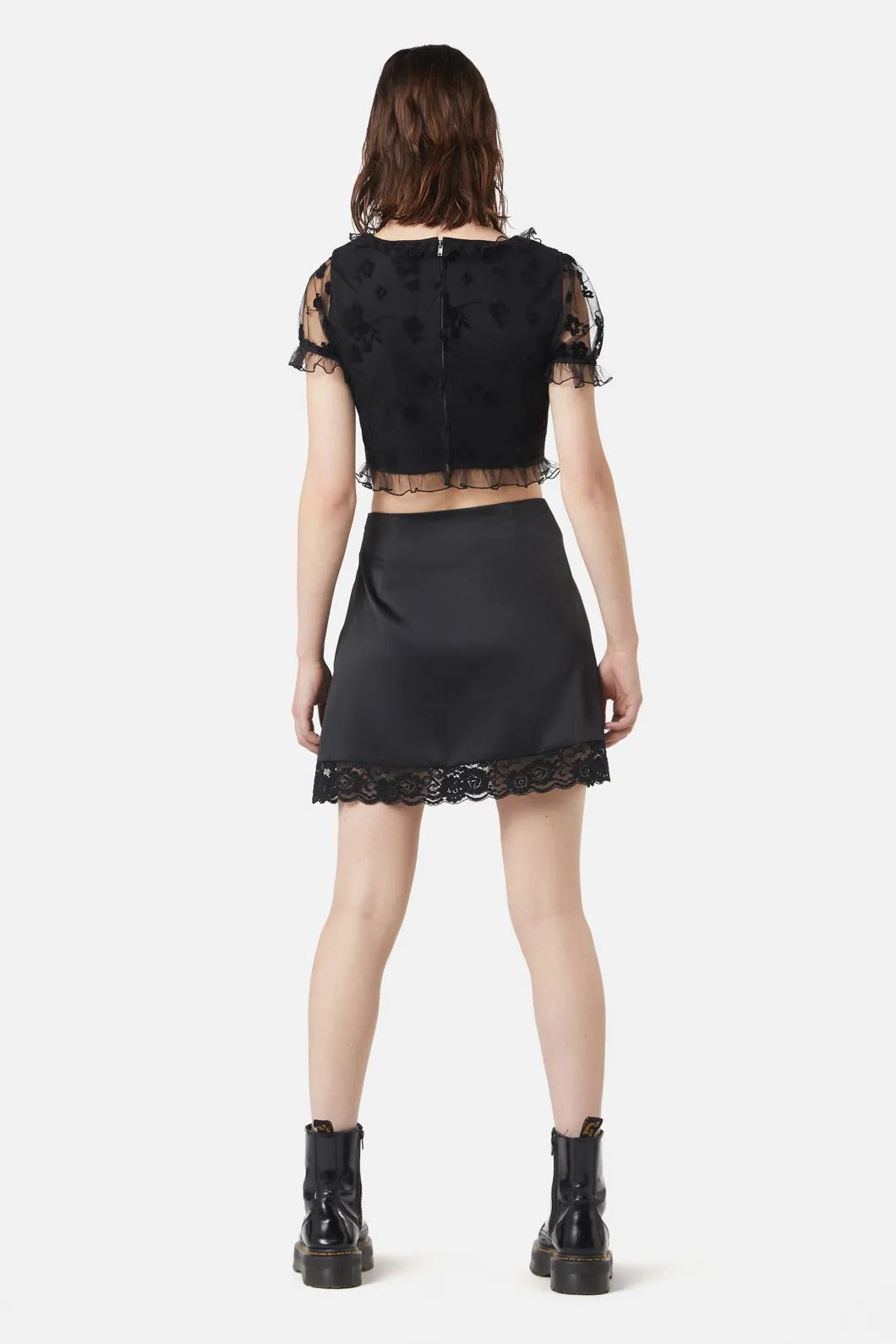 Satin Lace Slip Mini Skirt