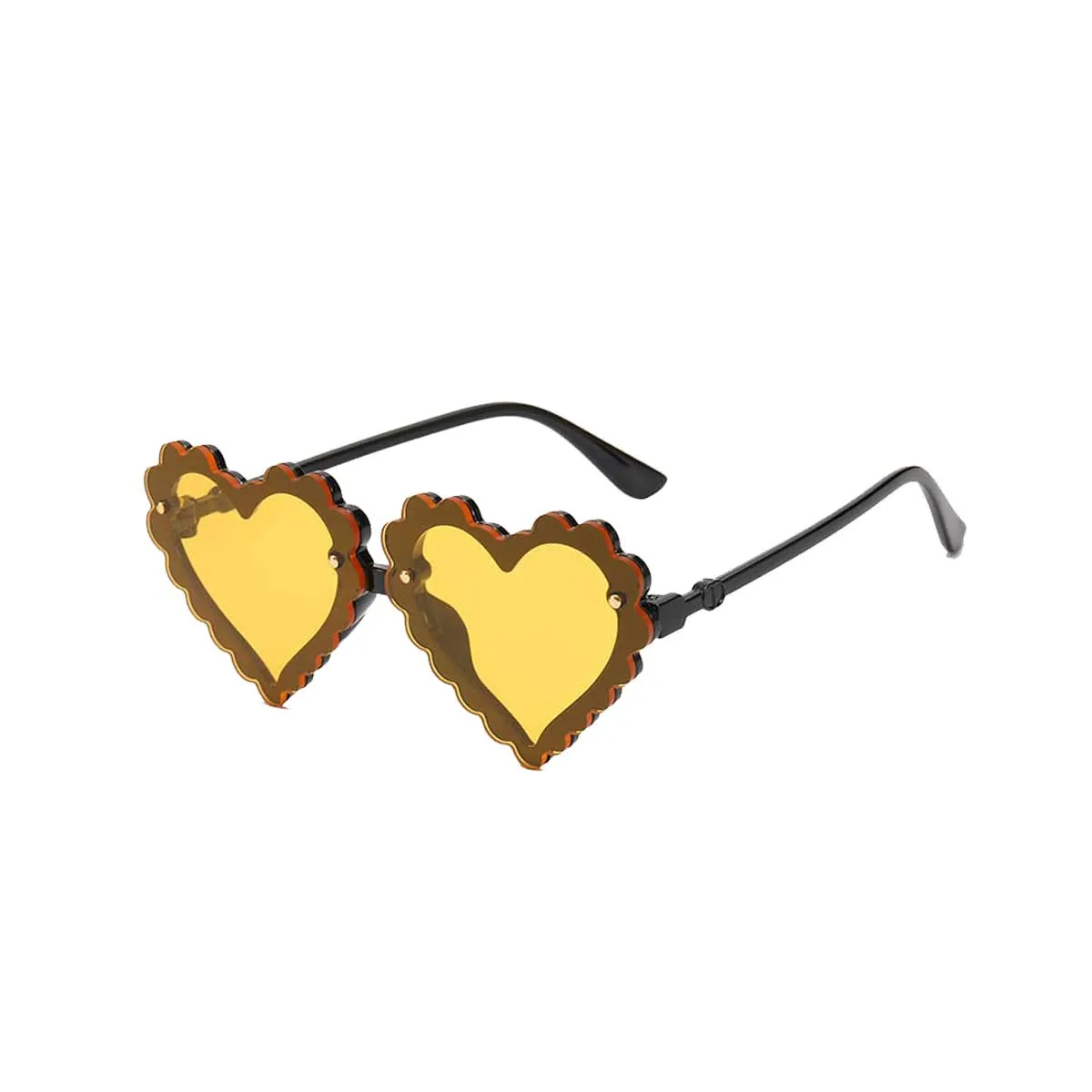 Scalloped Heart Sunglass, Amber