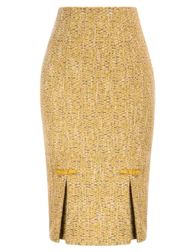 Seckill Offer⌛Vintage Back Slit Skirt High Waist Kickpleats Decorated Pencil Skirt