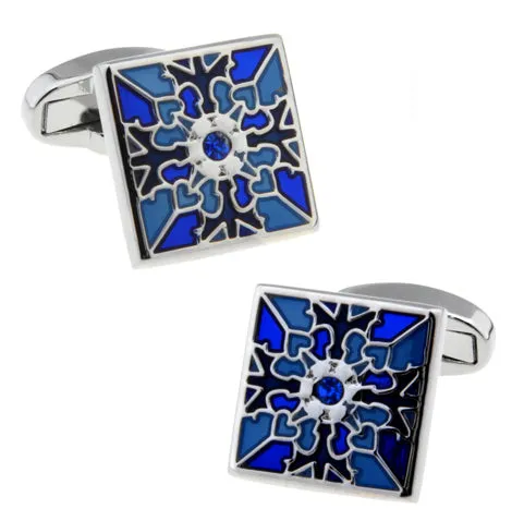 Seneca Falls Blue & Black Enamel Cufflinks