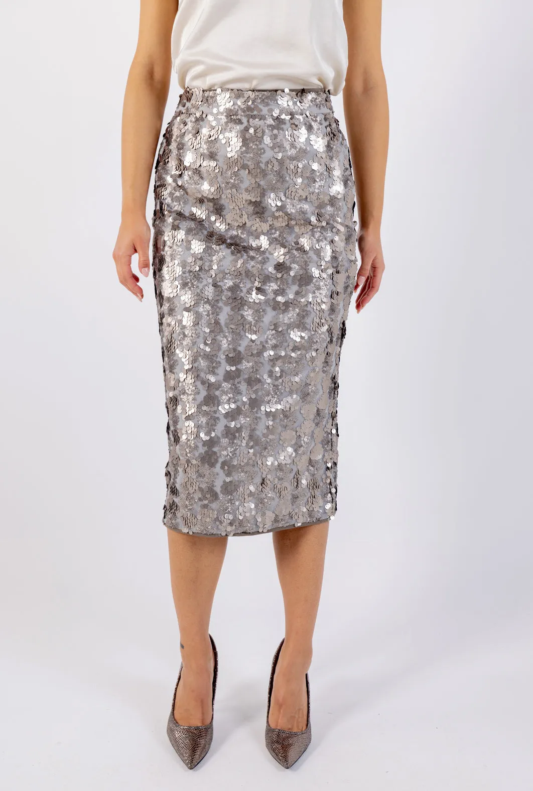 Shimmering Sequin Pencil Skirt