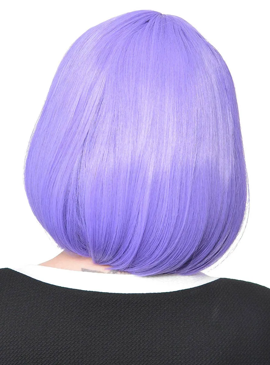 Short Purple Heat Resistant Bob Fashion Wig with Fringe