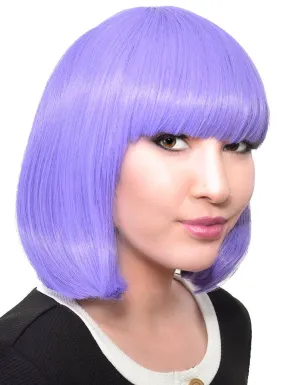 Short Purple Heat Resistant Bob Fashion Wig with Fringe