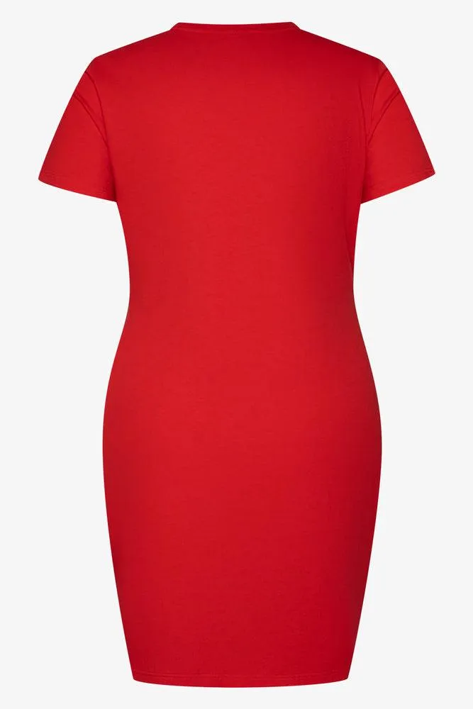 Short Sleeve Bodycon Dress Red