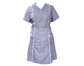 Size 20 House Dress - XL 60s Navy Blue Gingham Cotton Short Sleeved House Wife Chore Frock - 1950s 1960s Deadstock - Bust 48 Plus Size