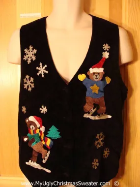 Skating Bears Festive Christmas Sweater Vest