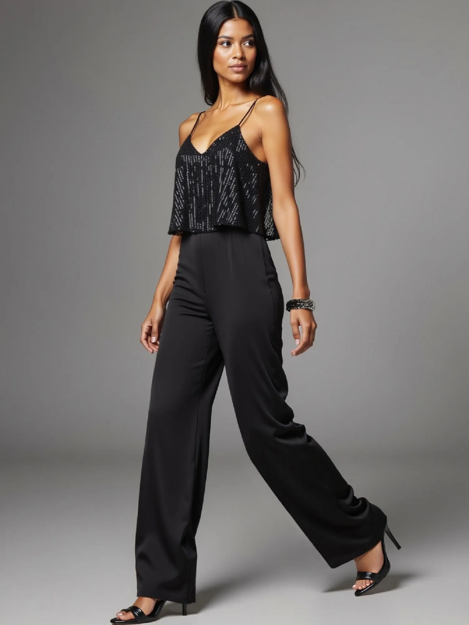 Sleeveless Sequin Jumpsuit