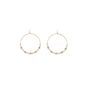 Small Crystal Hoops - PEARL