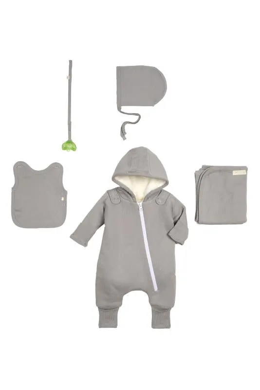 Smart Cuddly Jumpsuit   Bib - Gray