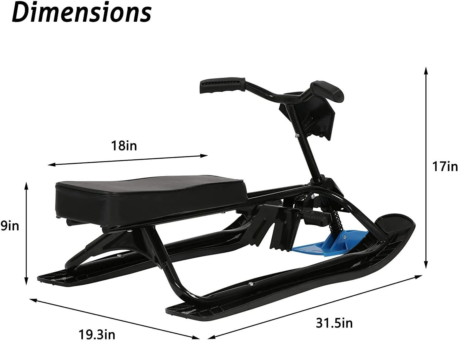 Snow Racer Sled with Steering Bicycle Handle and Twin Brakes, Kids Teens Winter Sport Ski Sled Slider Board for Downhill and Uphill