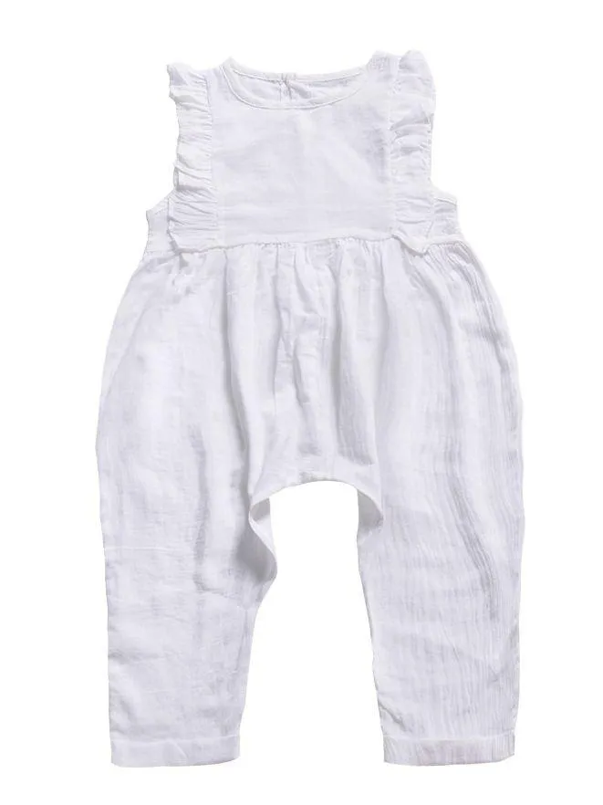 Solid Color Onesie Ruffle Baby Jumpsuit Overalls