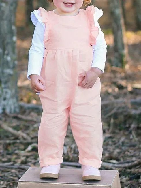 Solid Color Onesie Ruffle Baby Jumpsuit Overalls