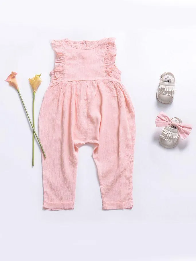 Solid Color Onesie Ruffle Baby Jumpsuit Overalls