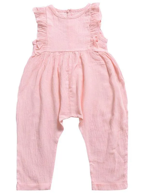 Solid Color Onesie Ruffle Baby Jumpsuit Overalls