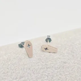 Sterling Silver Coffin Post Earrings