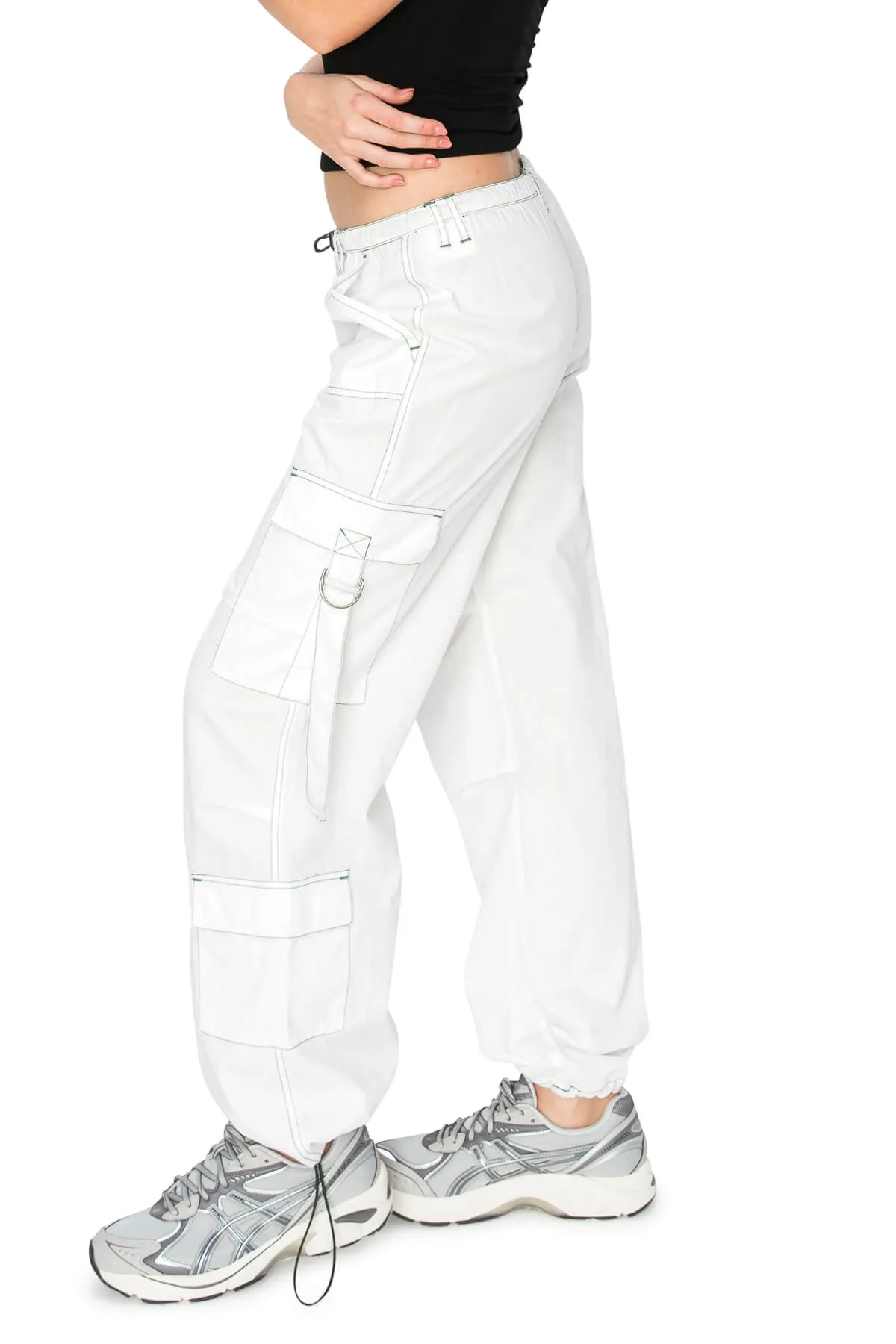 Strappy Parachute Pants - White