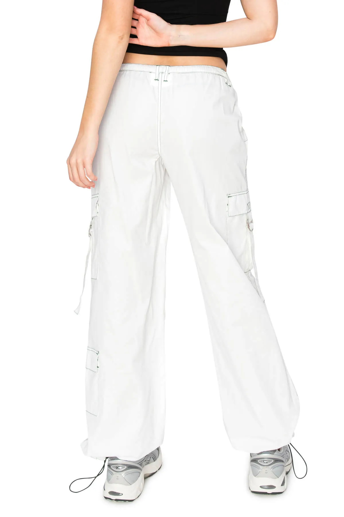 Strappy Parachute Pants - White