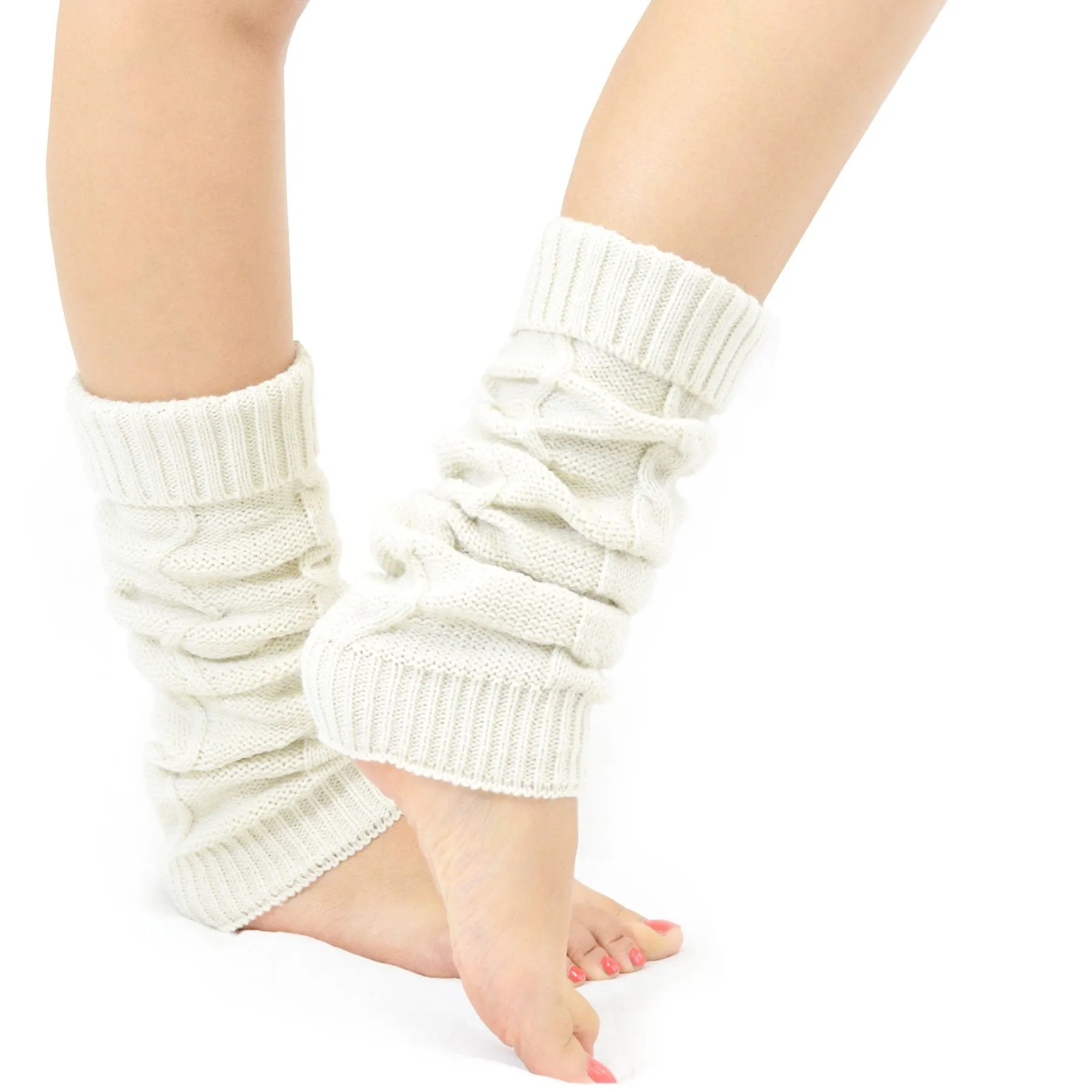 TeeHee Socks Women's Acrylic Leg Warmer Cable Chain 3-Pack  (Z03)