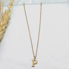 TFC Small Letter P - Gold Plated Pendant Necklace