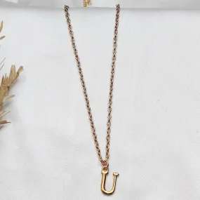 TFC Small Letter U - Gold Plated Pendant Necklace