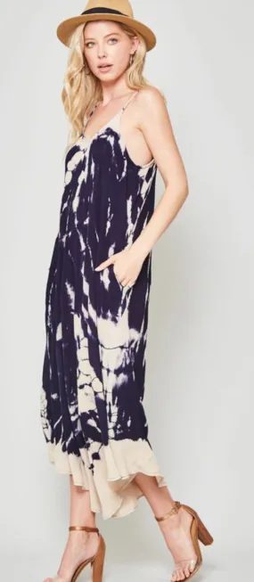 Tie Dye Cropped Wide Leg Jumpsuit