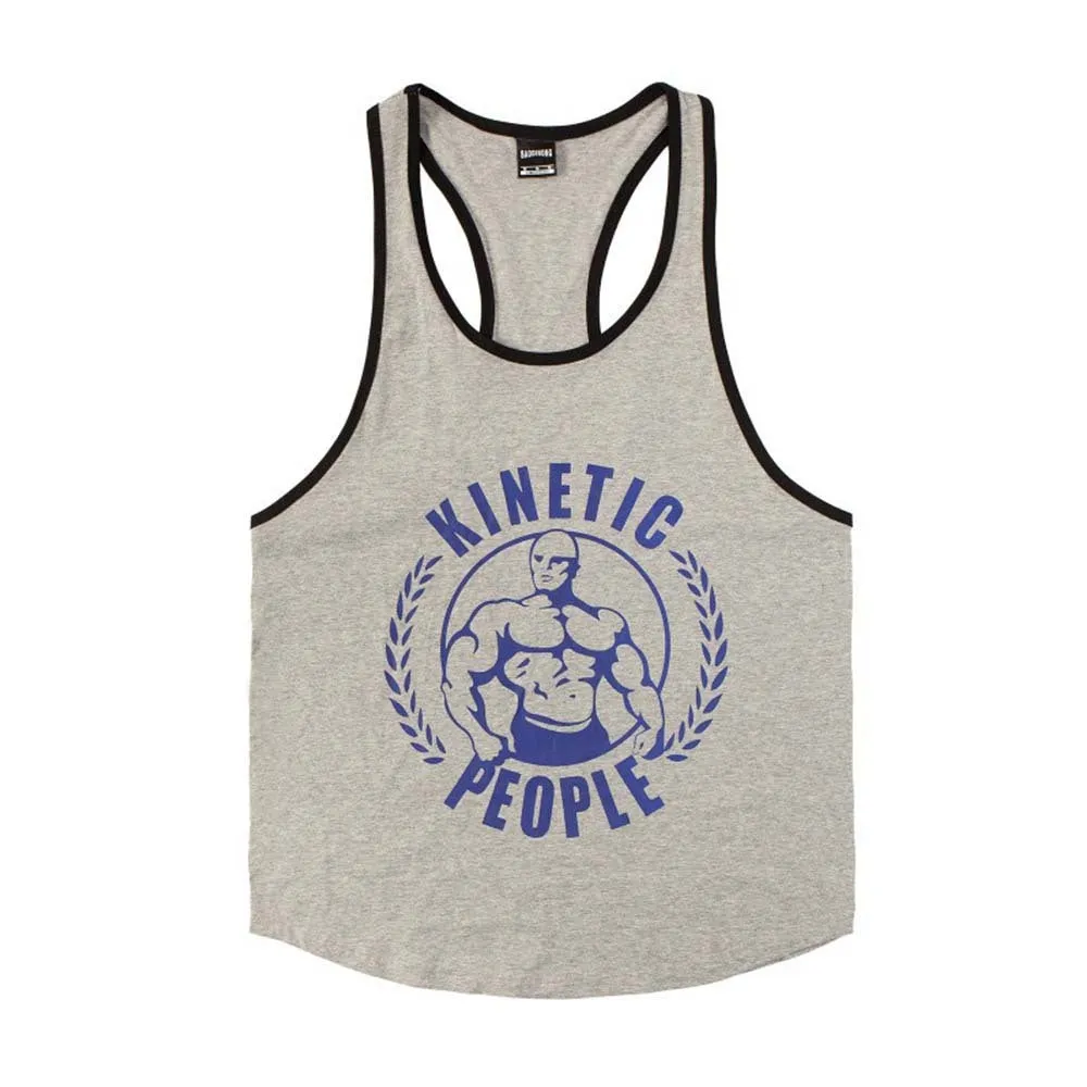 Tops Fitness Workout Cotton Print Singlet Stringer Undershirt Male Casual Summer Vest