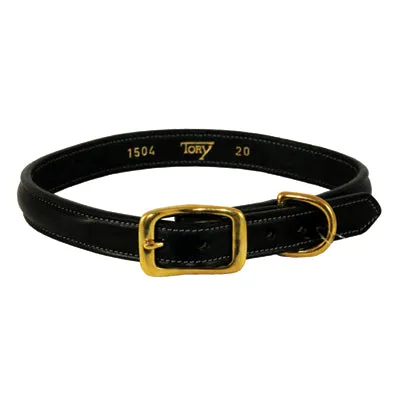 Tory Raised Leather Dog Collar Black