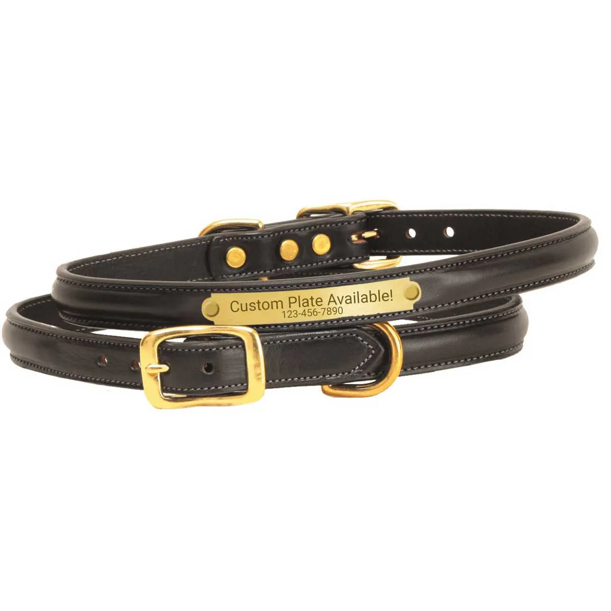 Tory Raised Leather Dog Collar Black