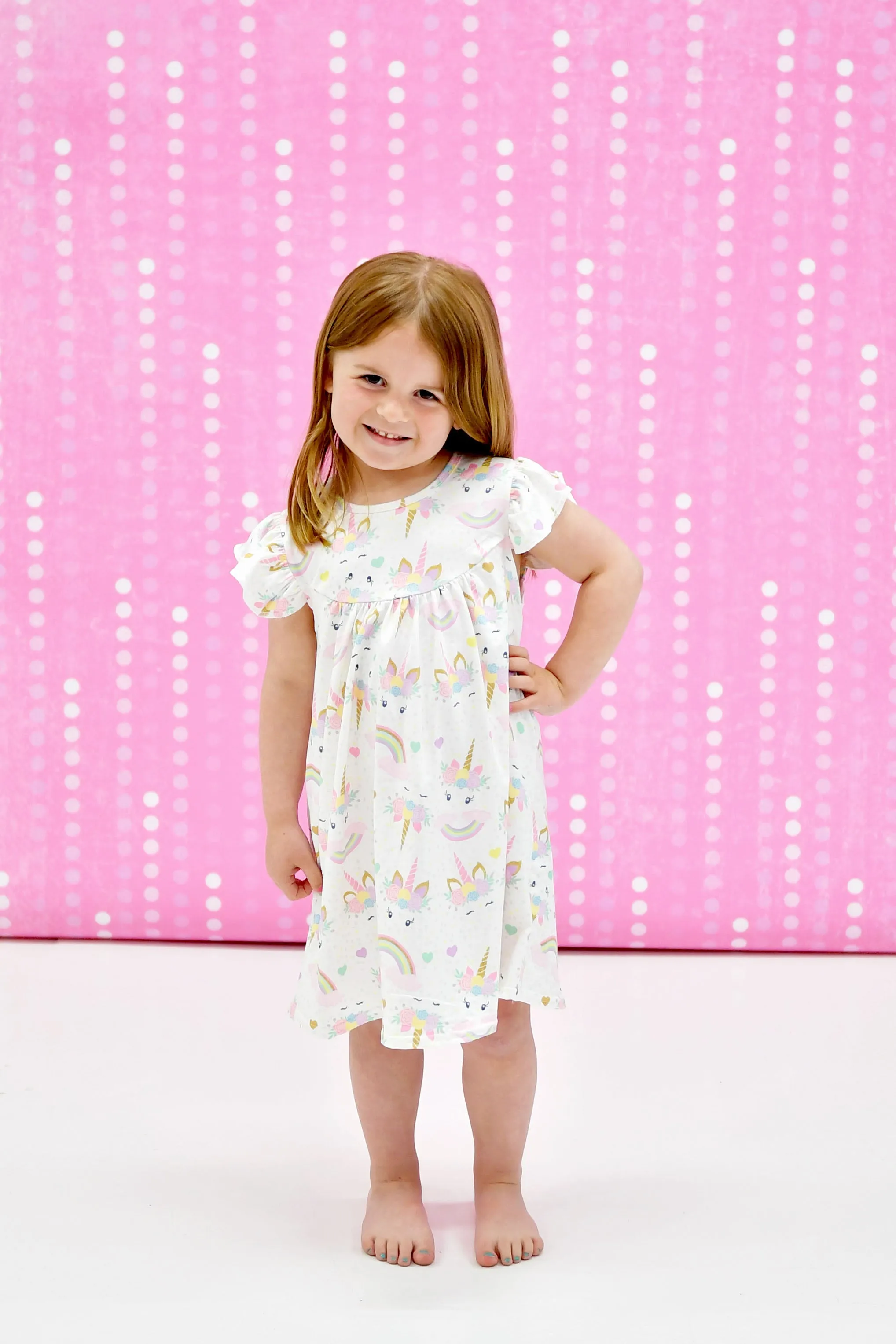 Unicorn Milk Silk Flutter Dress