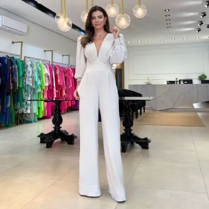 V-Neck Long Sleeve Jumpsuit