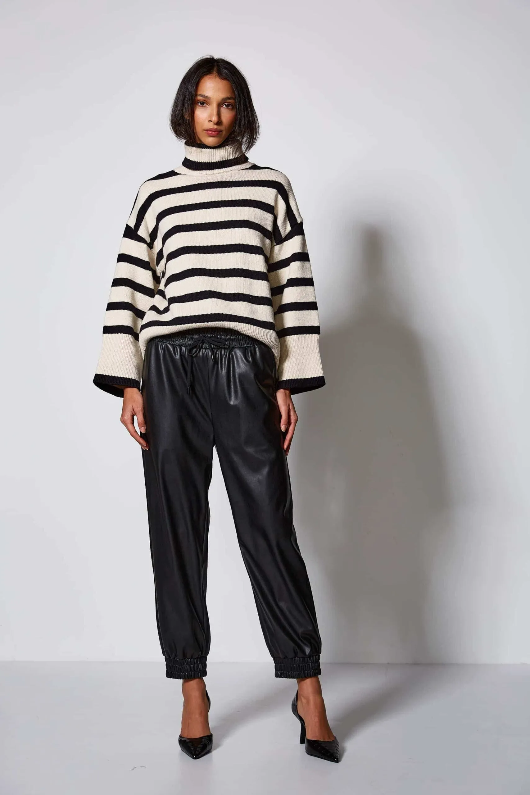 Van-Dos High Neck Striped Sweater