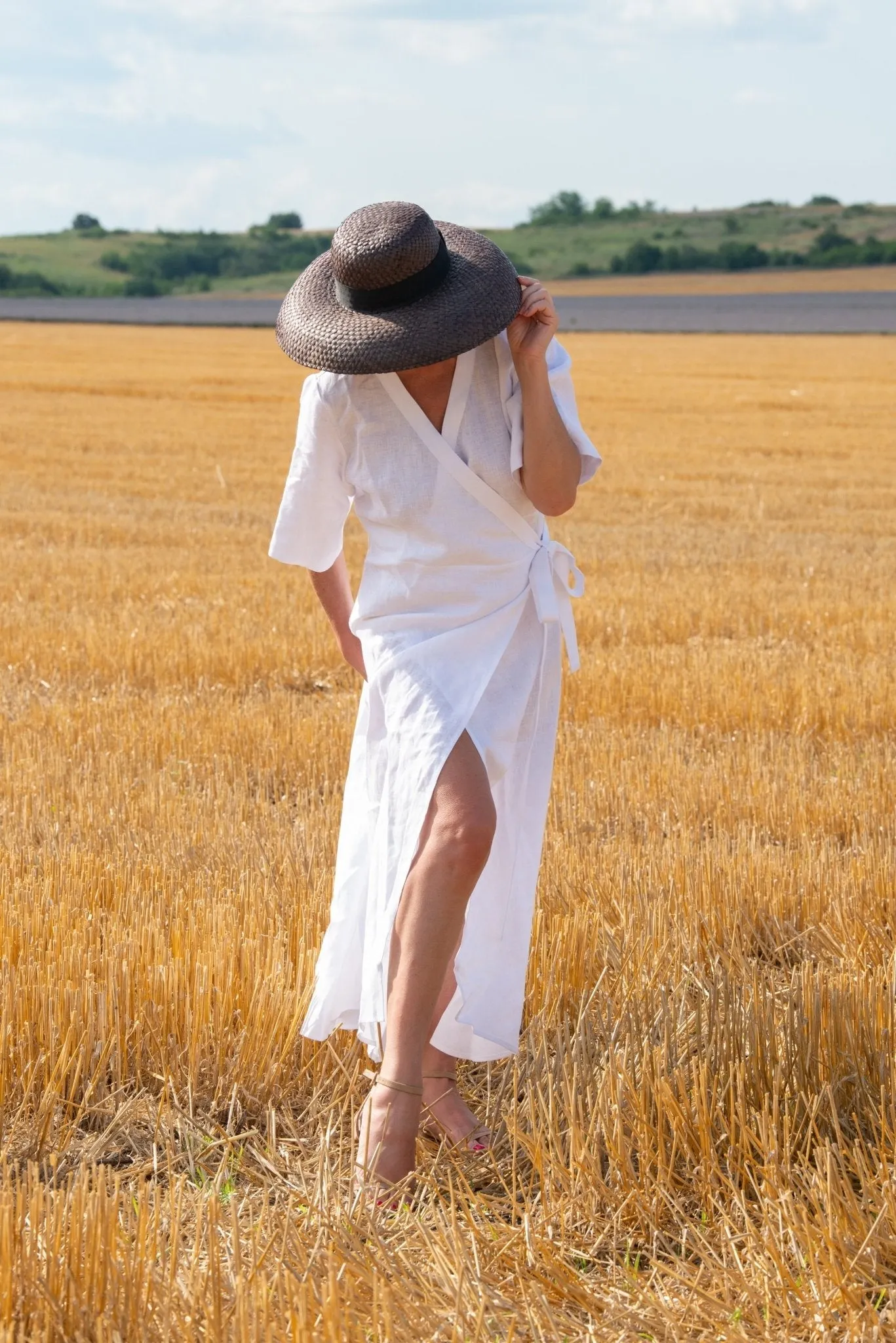 VERONA Long Linen Wrap Dress