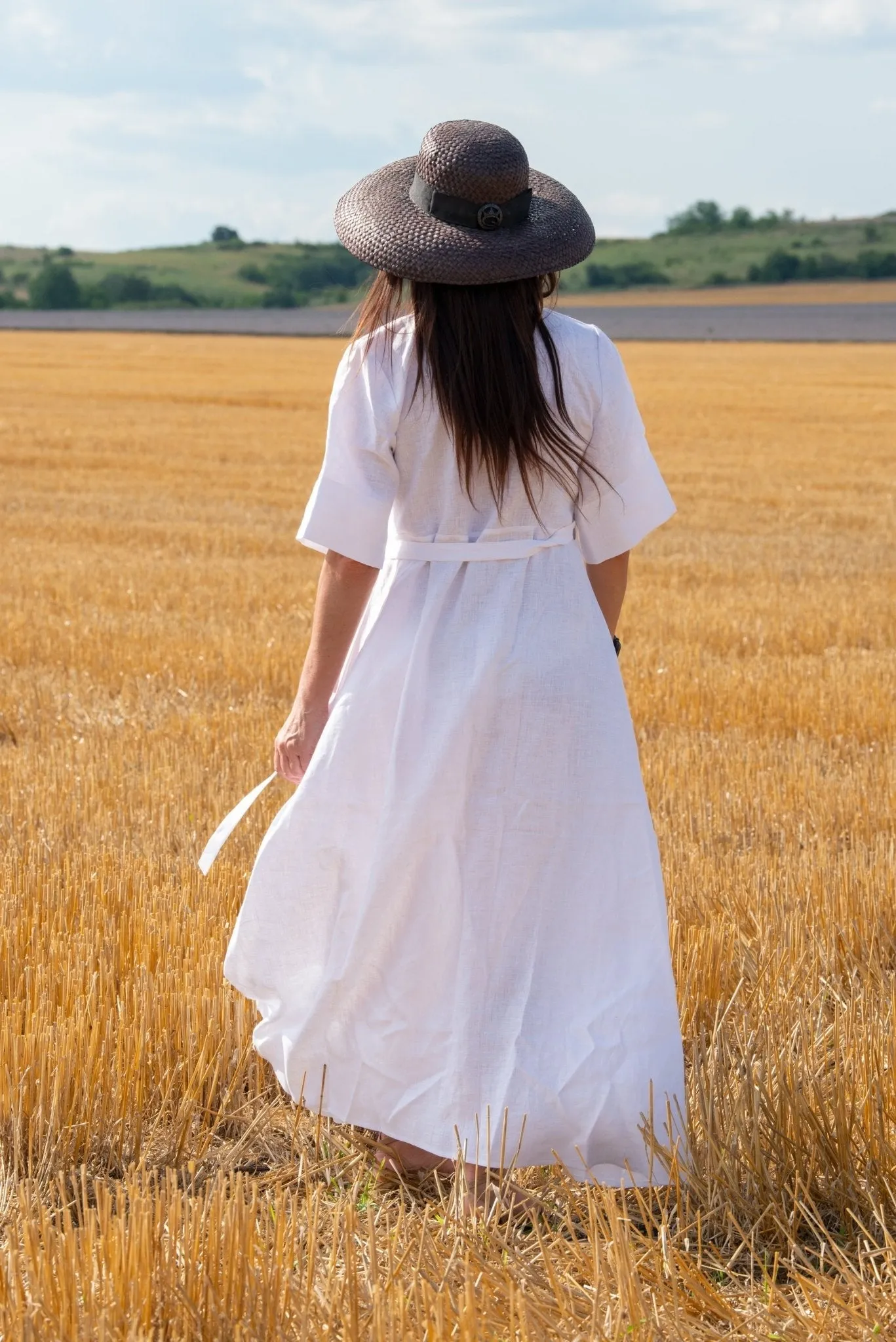 VERONA Long Linen Wrap Dress