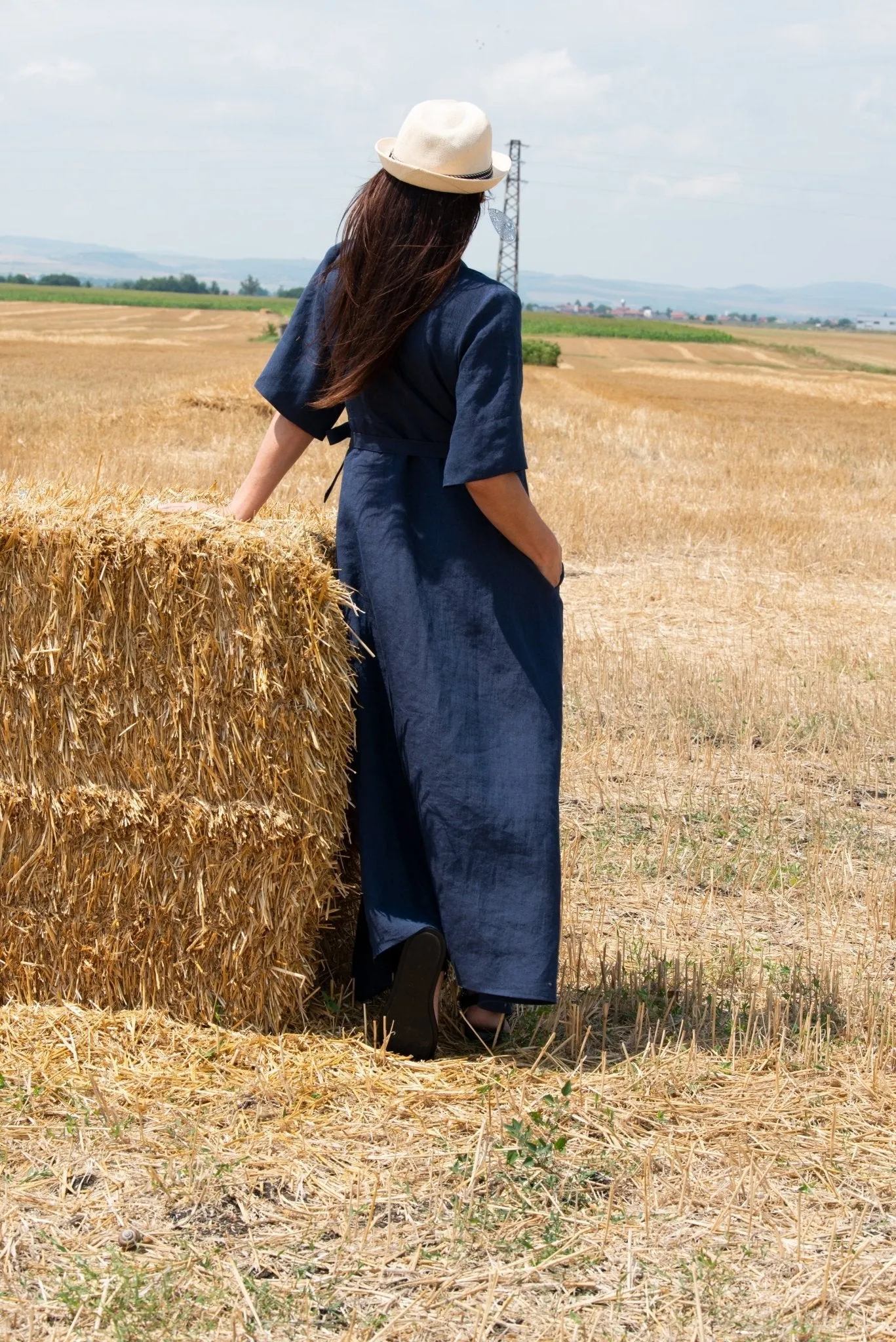 VERONA Long Linen Wrap Dress