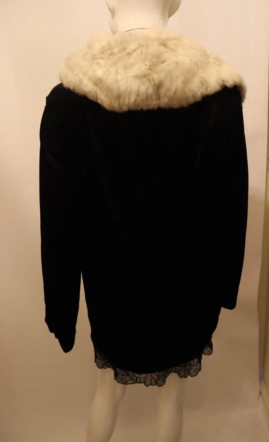 Vintage Norman Hartnell Black Velvet and Fur Jacket