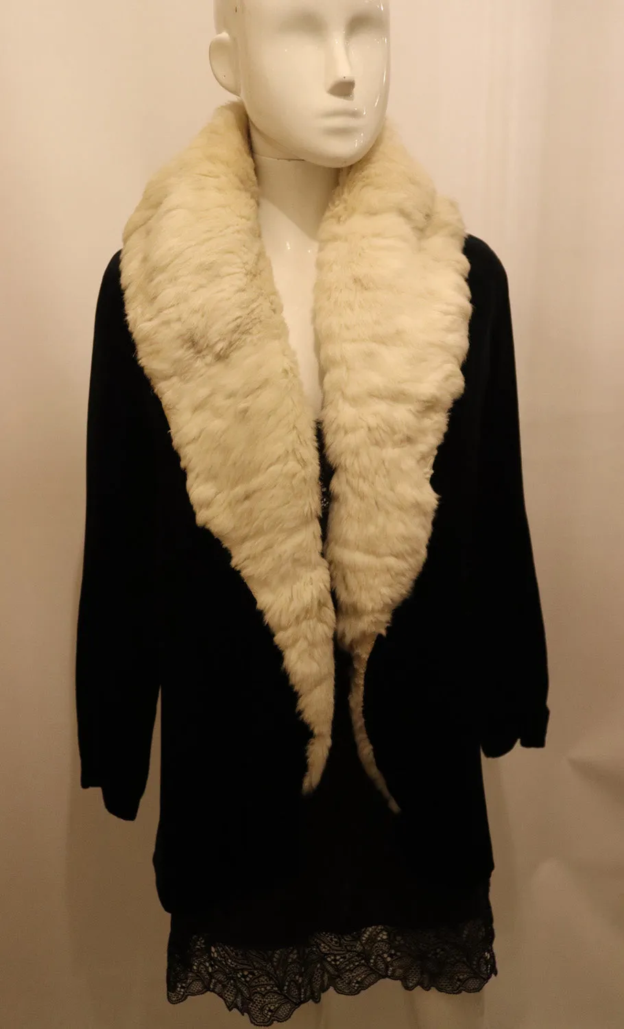 Vintage Norman Hartnell Black Velvet and Fur Jacket