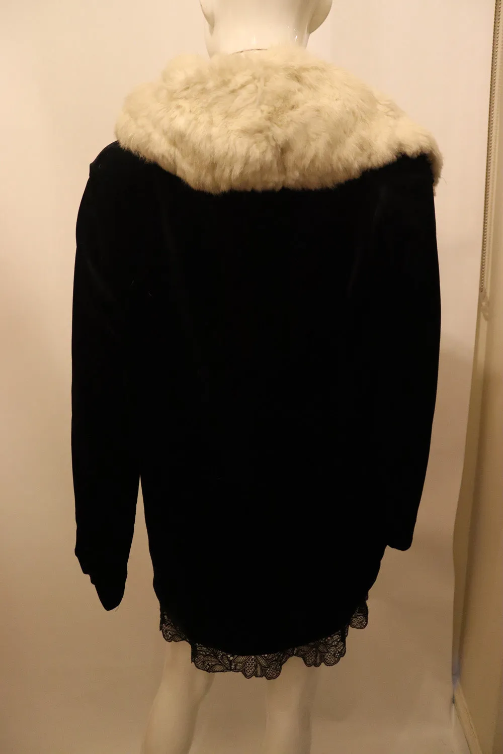 Vintage Norman Hartnell Black Velvet and Fur Jacket