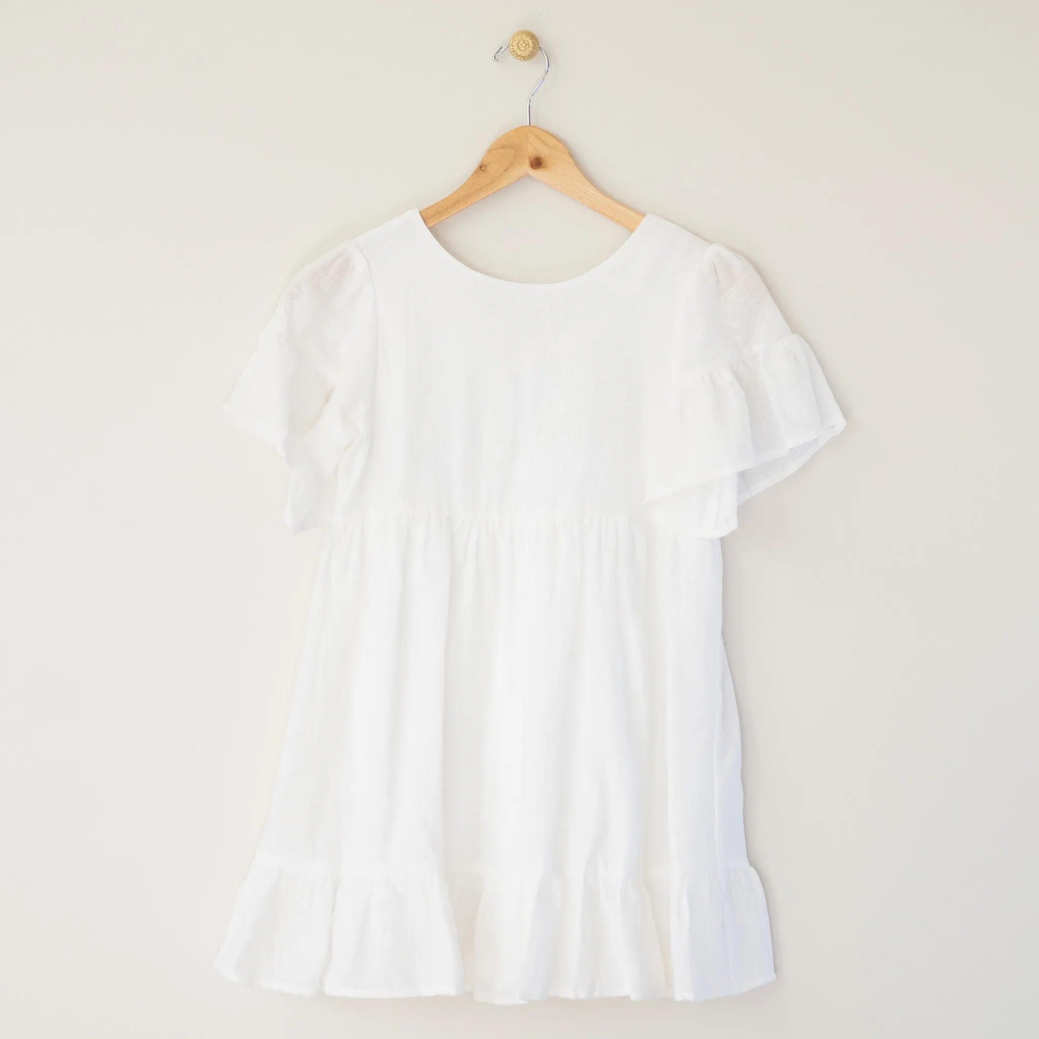 White Babydoll Embroidered Dress