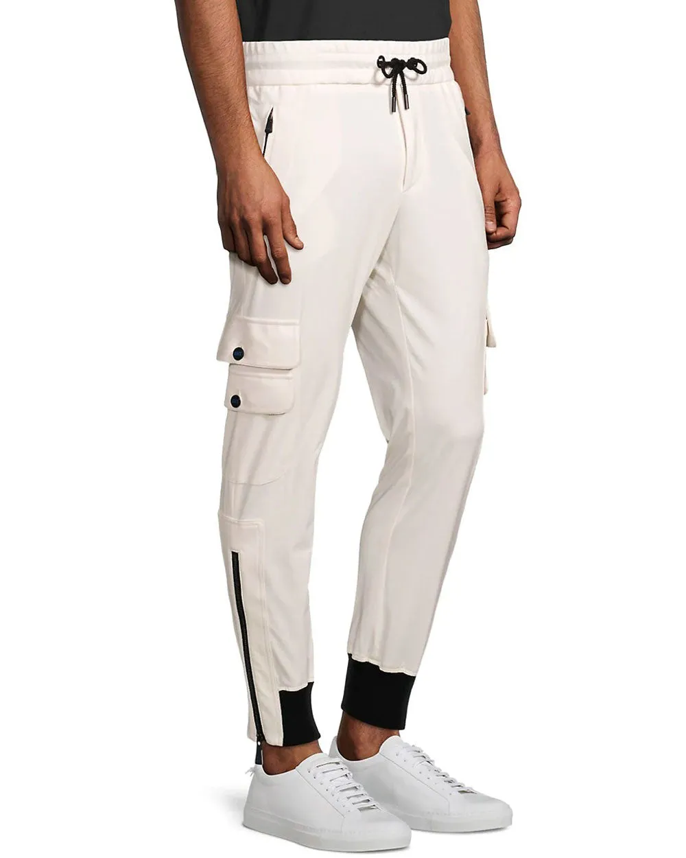 White Drawstring Cargo Sweatpants