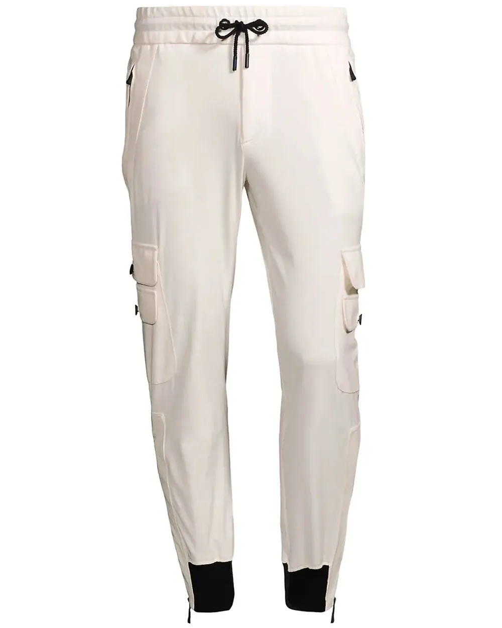 White Drawstring Cargo Sweatpants