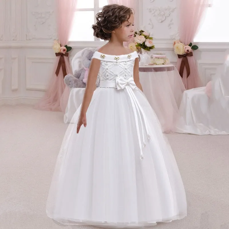 White Sleeveless Ball Gown (4 Yrs- 14 Yrs)