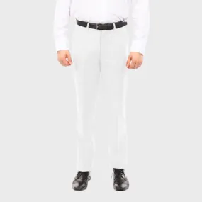 White Slim Fit Flat Front Dress Pants