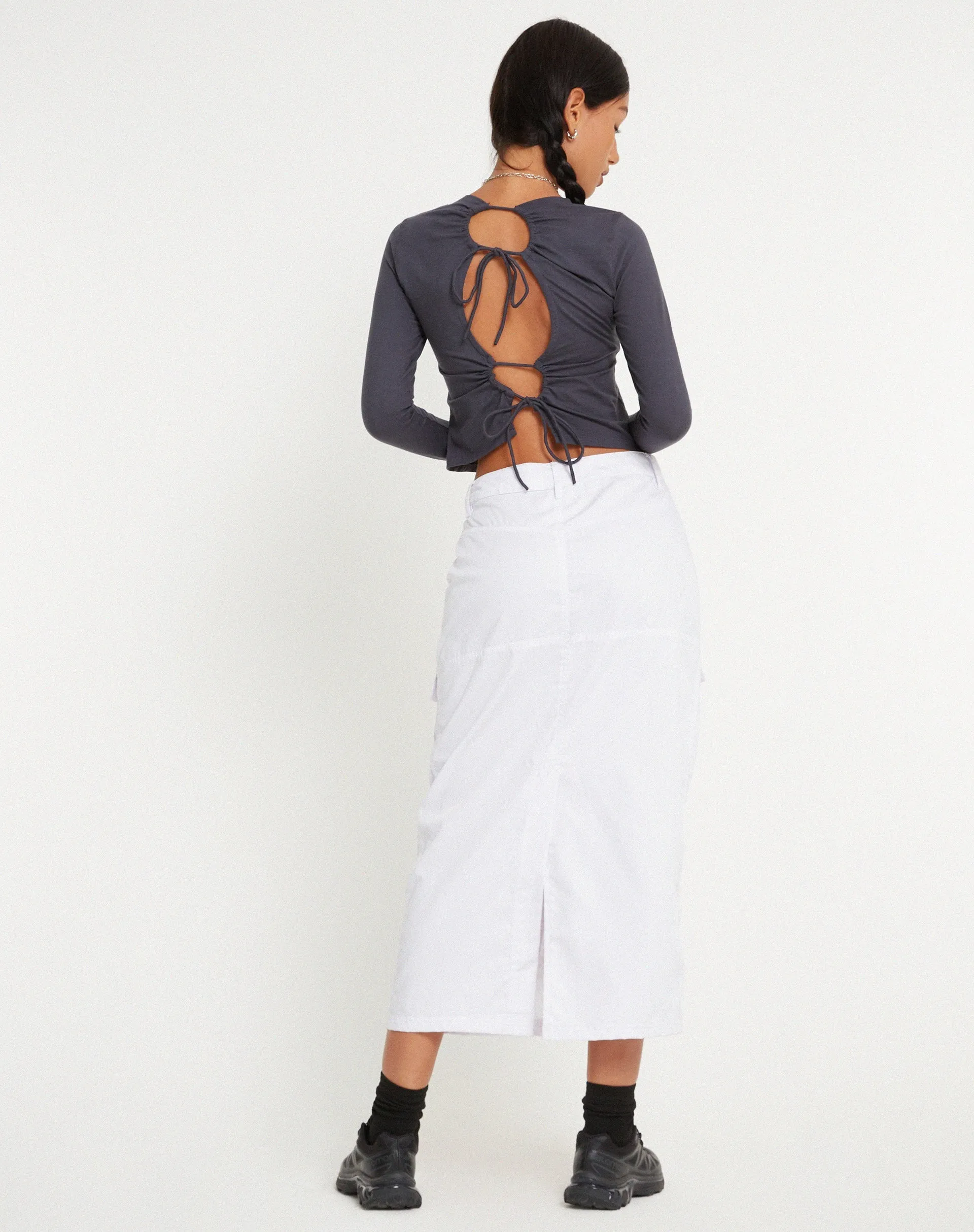 Widya Cargo Midi Skirt in White