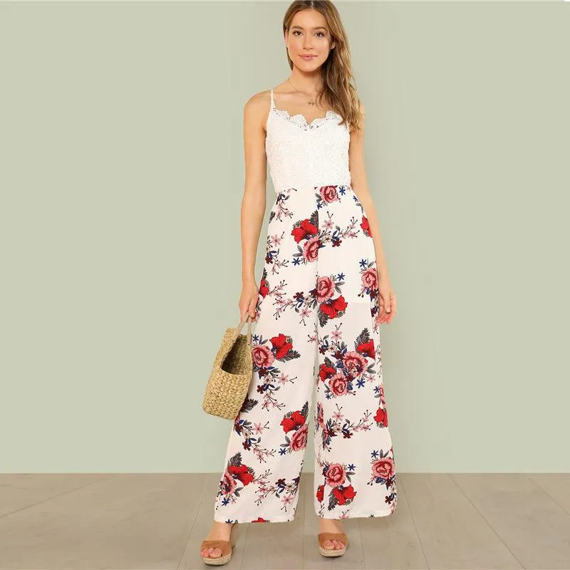 WINNIE’S WIDE LEG FLORAL & LACE JUMPSUIT